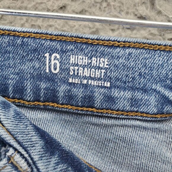 A.N.A Jeans Womens Size 16 Blue High-Rise Straight Distressed Denim - Picture 3 of 12